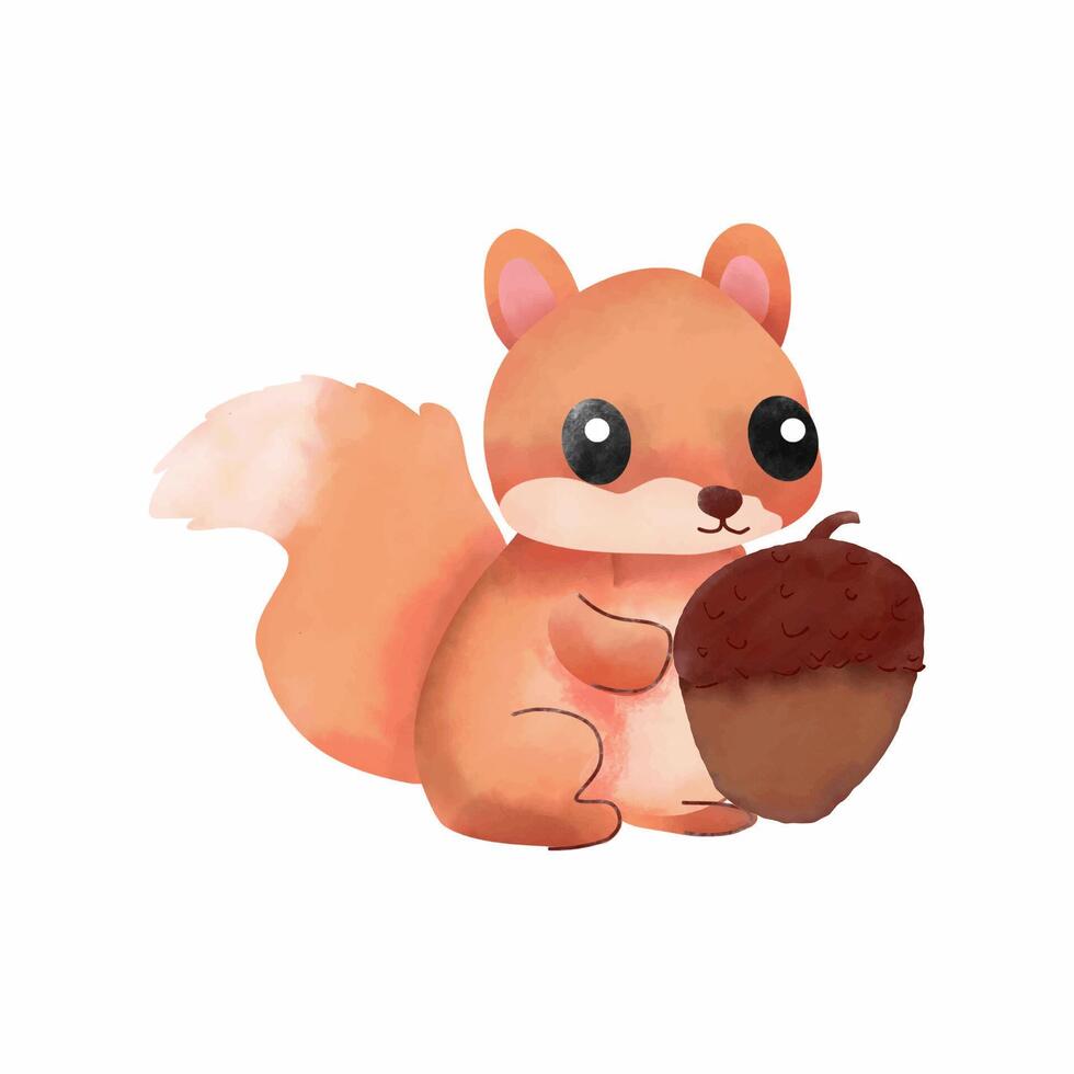 Squirrel with nut on white vector