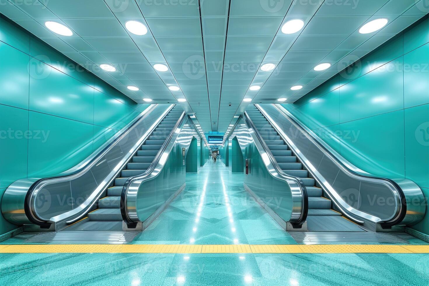 AI generated elevator escalator is moving staircase used as transportation between floors or levels building professional photography photo