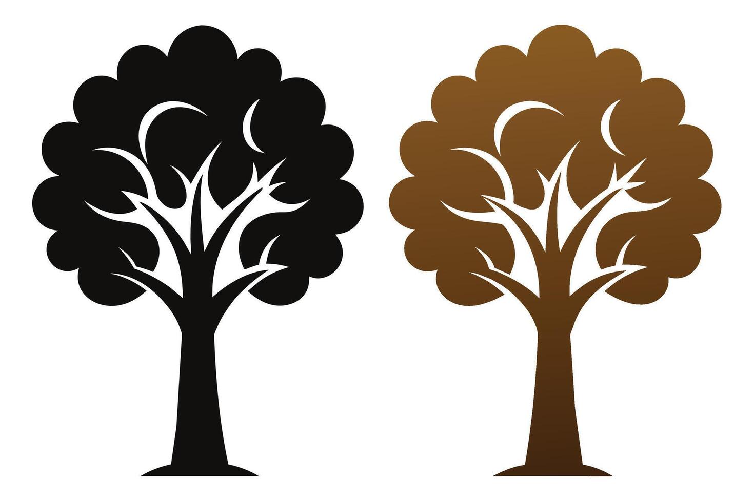 Black Sepia Trees Illustrations isolated on white background vector