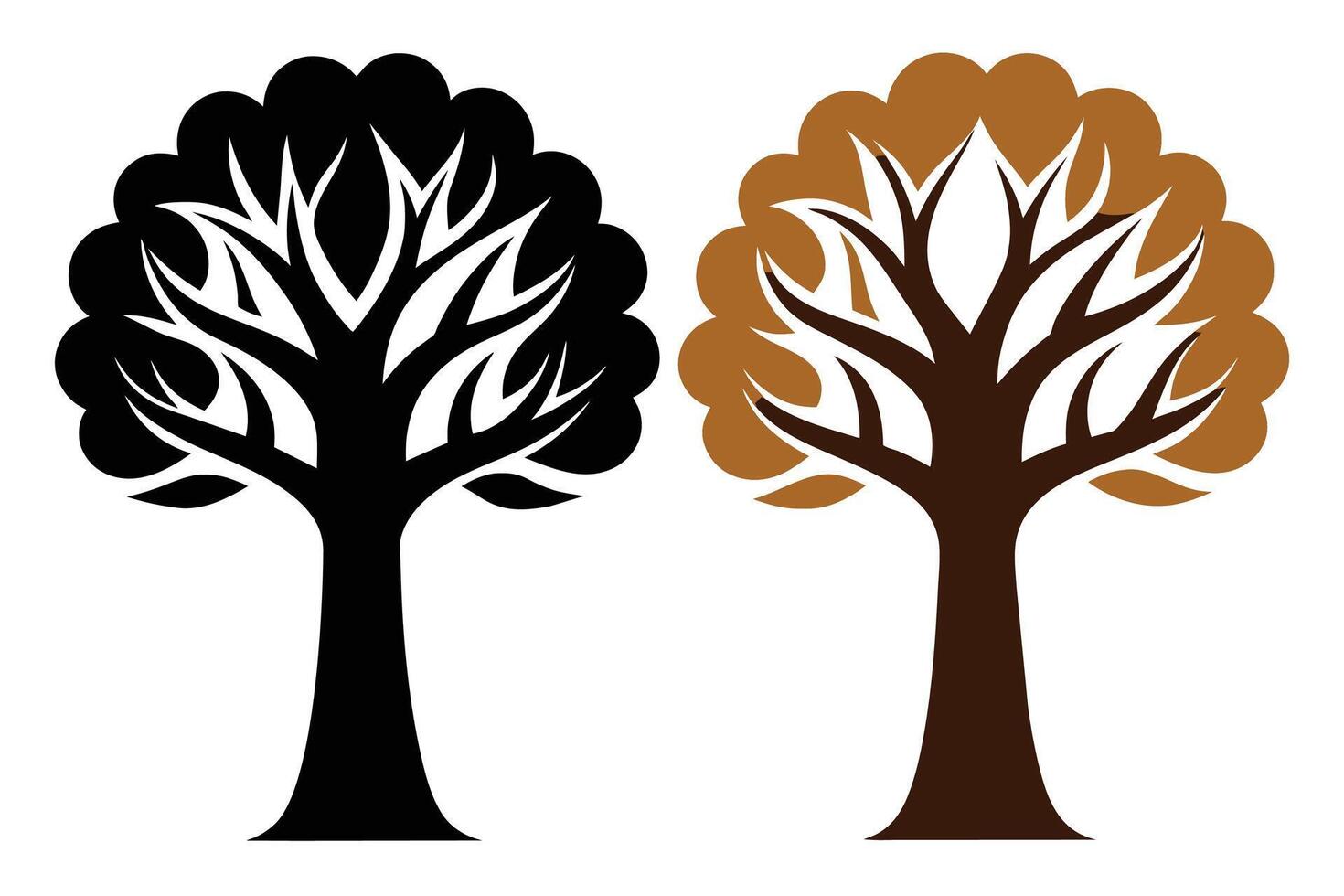 Black Sepia Trees Illustrations isolated on white background vector