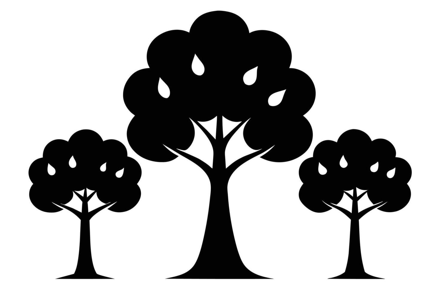 Black Tree Clipart Set Vector isolated on white background