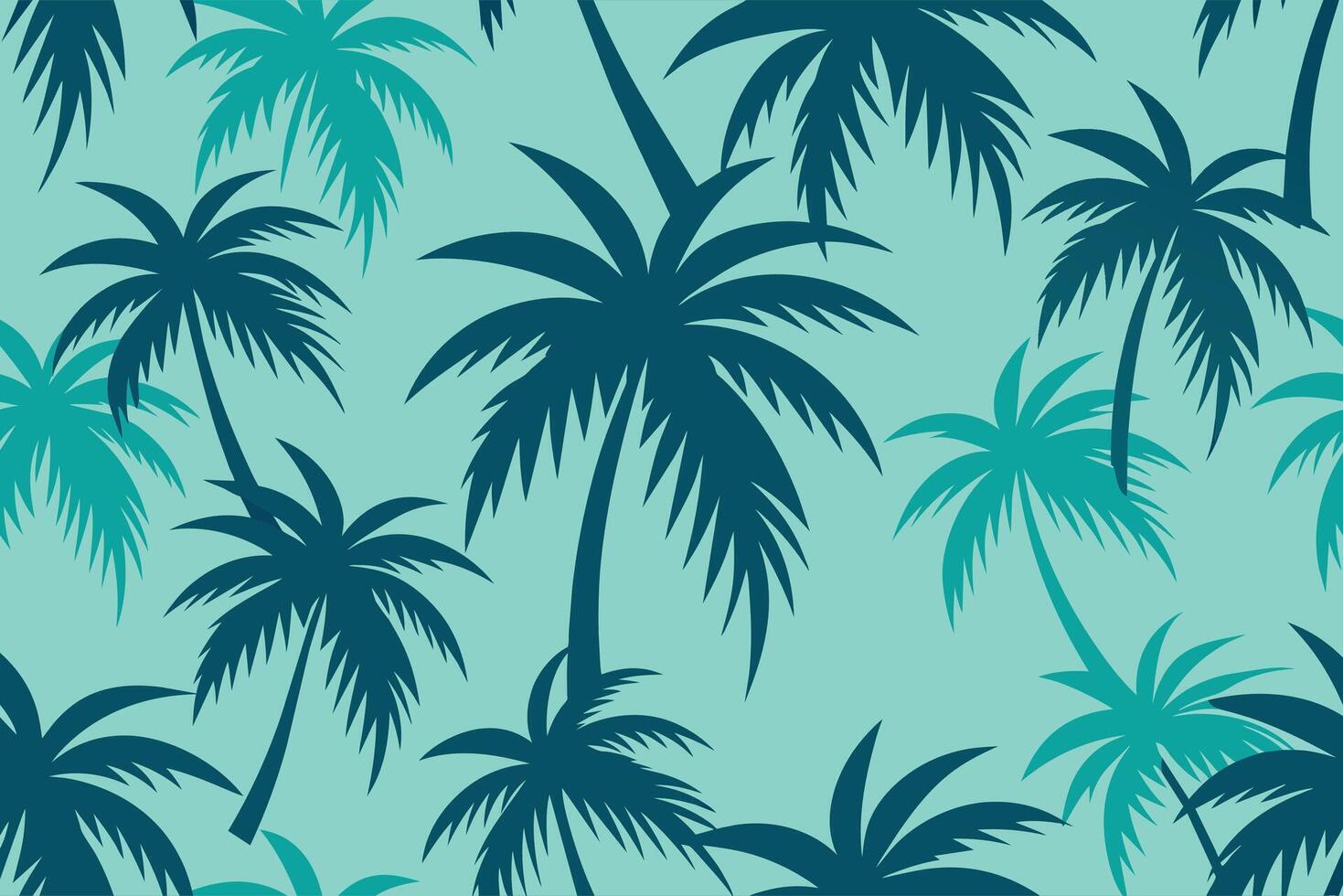 Beautiful Palm Tree Leaves Silhouette Seamless Pattern Background Vector Illustration