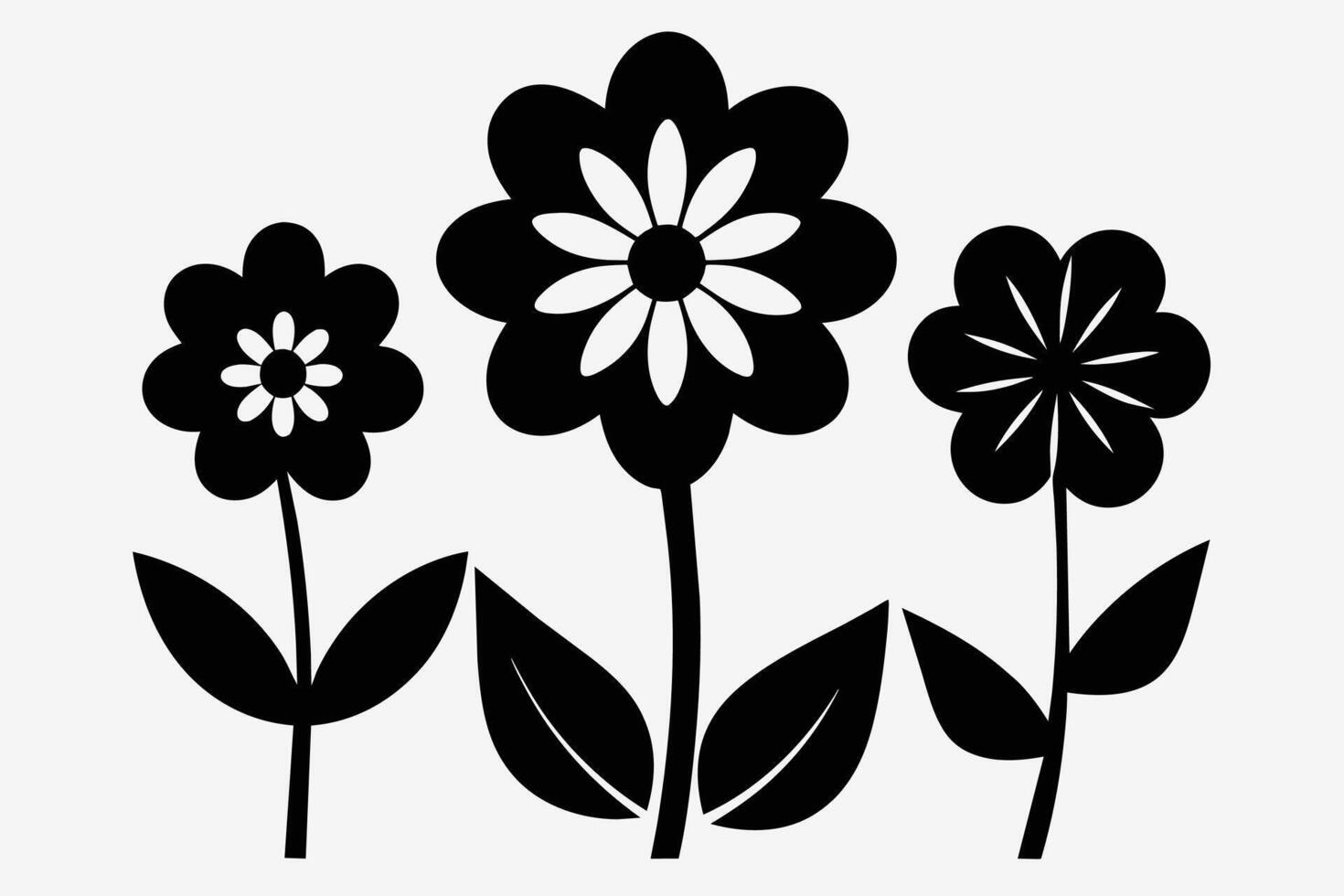 Black Cutout Symbols Of Flowers vector