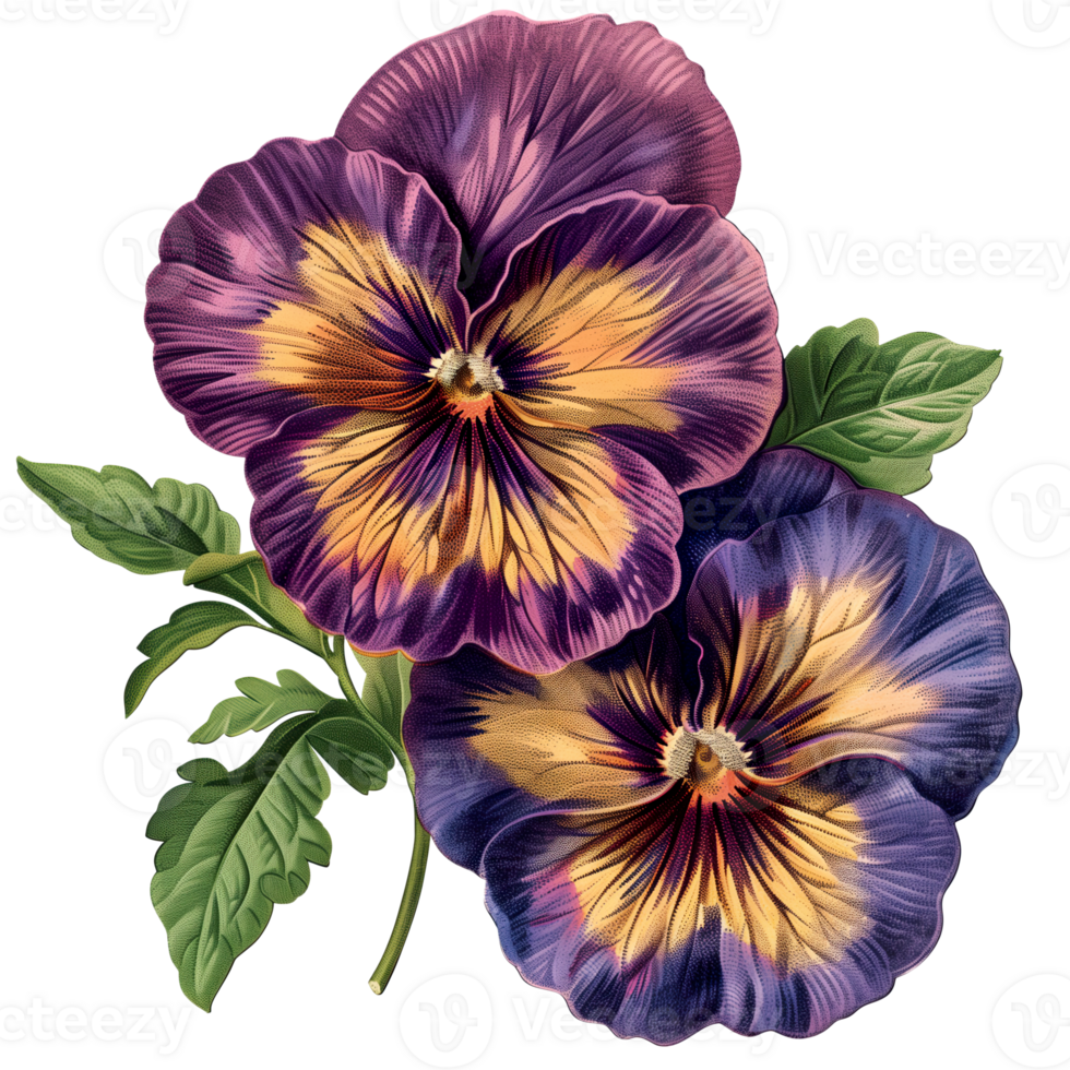AI generated Isolated illustration of colorful pansy flower png