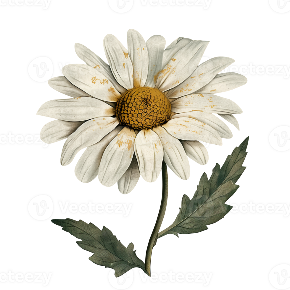 AI generated Isolated illustration of daisy floral element png