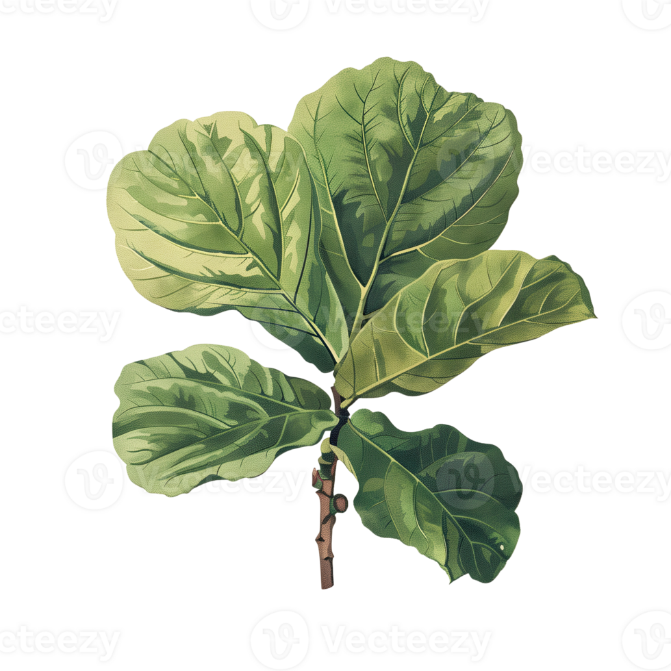AI generated Isolated illustration of fiddle leaf fig branch png