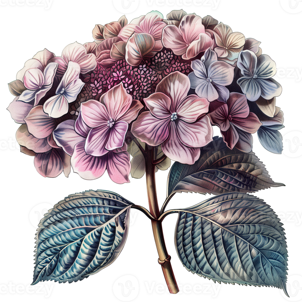 AI generated Isolated illustration of hydrangea with purple petal png