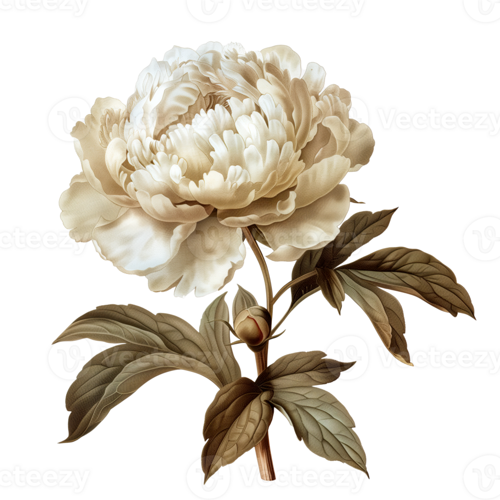 AI generated Isolated illustration of white peony flower png