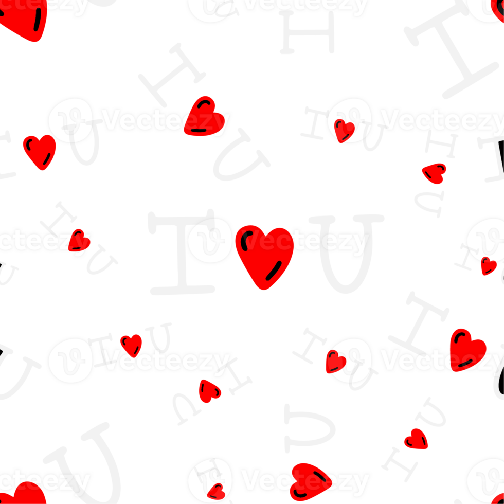 seamless pattern wiht red hearts for Valentines Day png