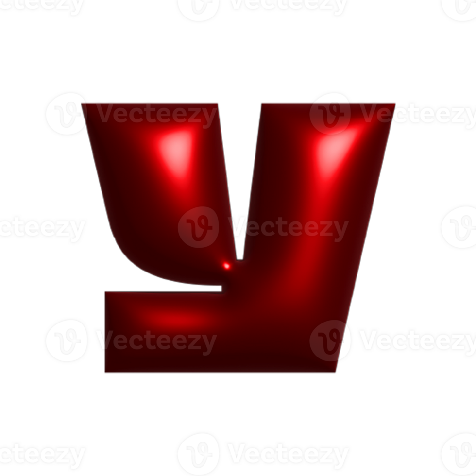 Red shiny metal shiny reflective letter Y 3D illustration png