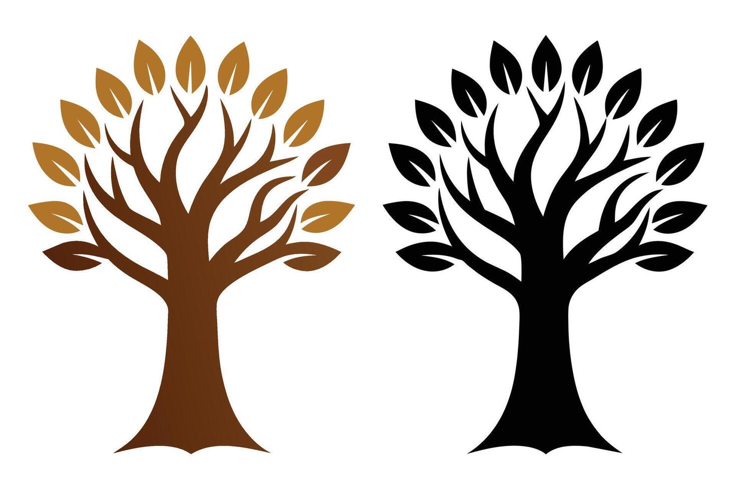 Black Sepia Trees Illustrations isolated on white background vector