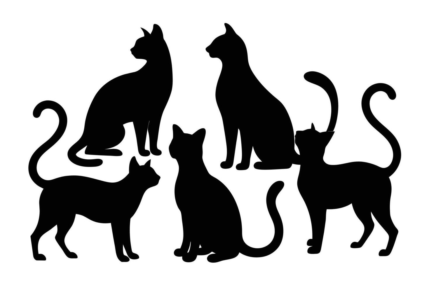 Cat silhouettes collection isolated on white background vector