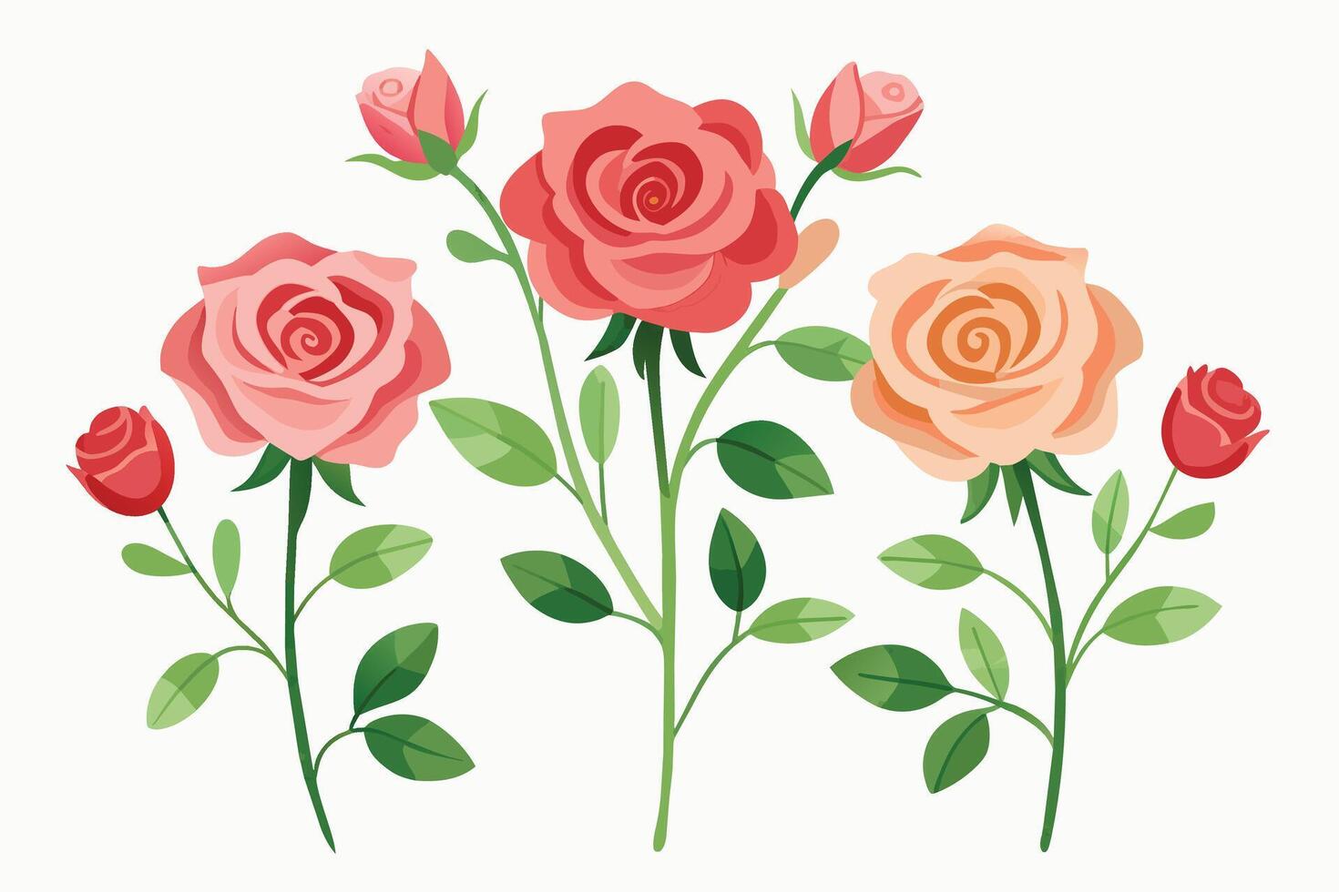 arreglo floral rosa acuarela conjunto de ramo pintado a mano vector