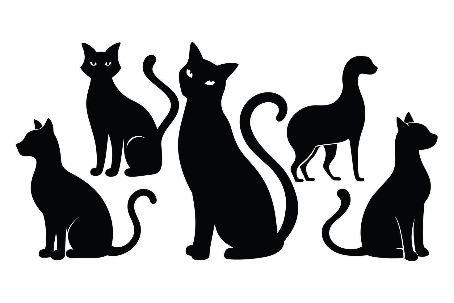 Cat silhouettes collection isolated on white background vector