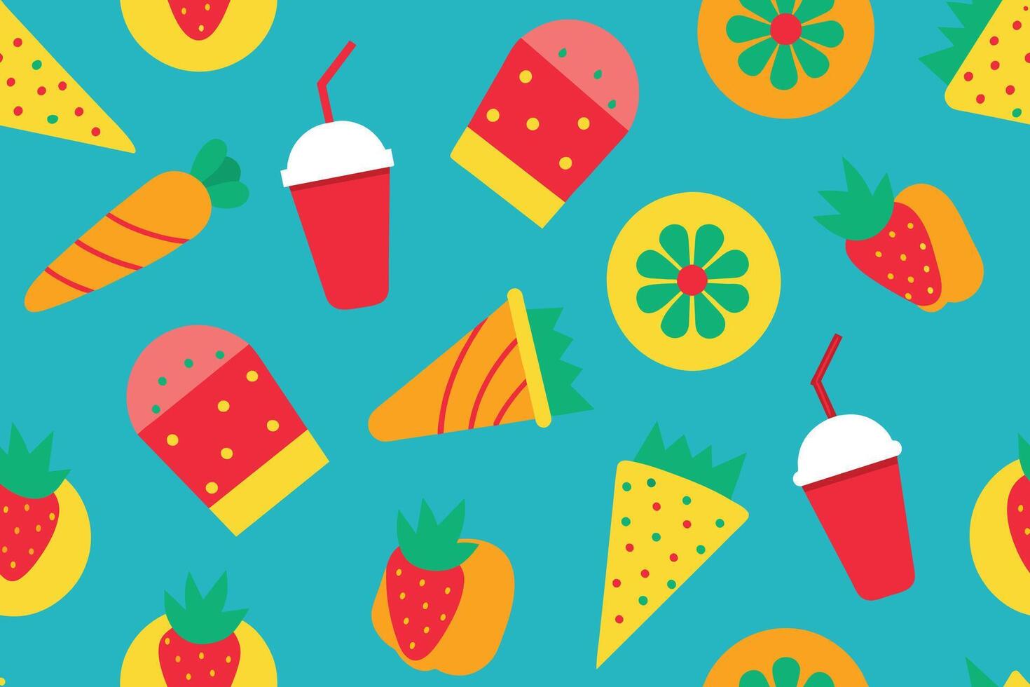 Summer Food Seamless Pop Art Pattern vector