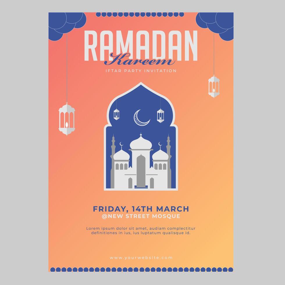 Celebrate Ramadan Joy, Illuminate Eid with our Captivating Islamic Poster Design, Infused with Blessings and Cultural Elegance  Ideal for Social Media, Sharing the Spirit of the Holy Month vector