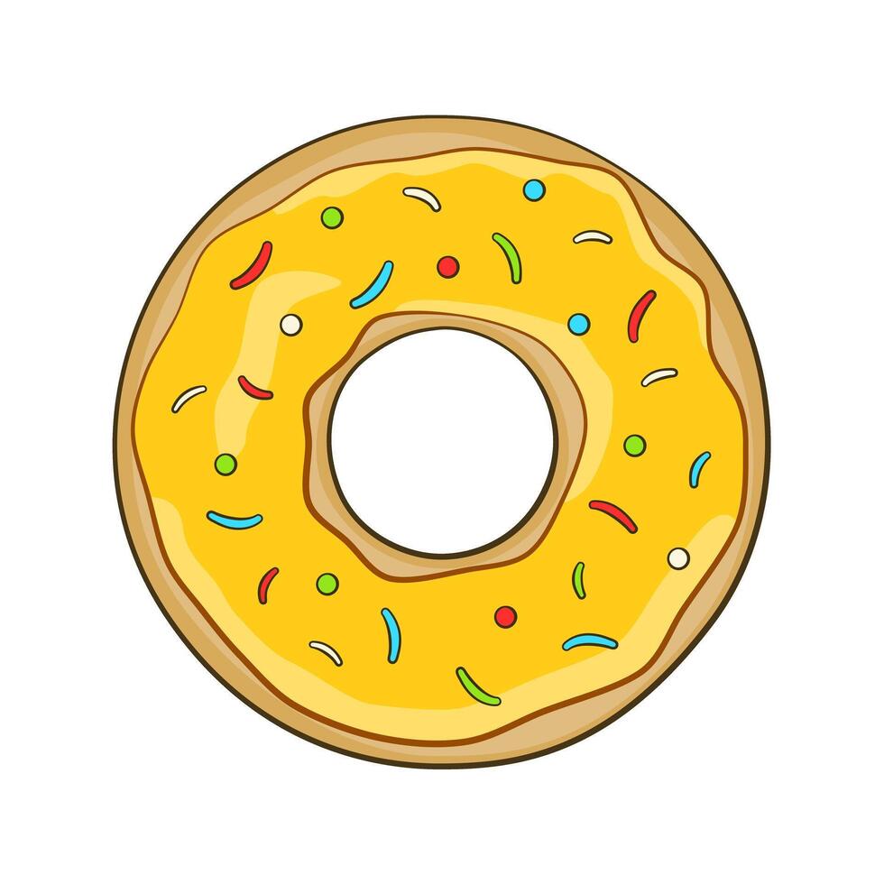 Yellow donut with sprinkles vector