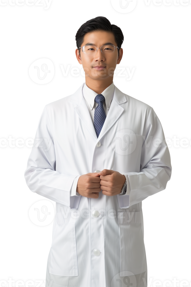 ai generado retrato de asiático hombre en médico uniforme png