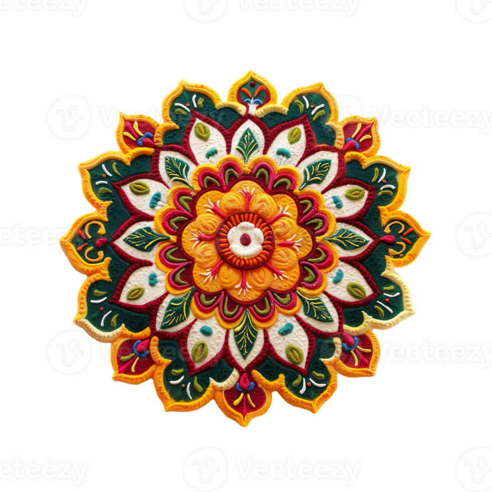 AI generated Diwali Rangoli flower petals ornament png