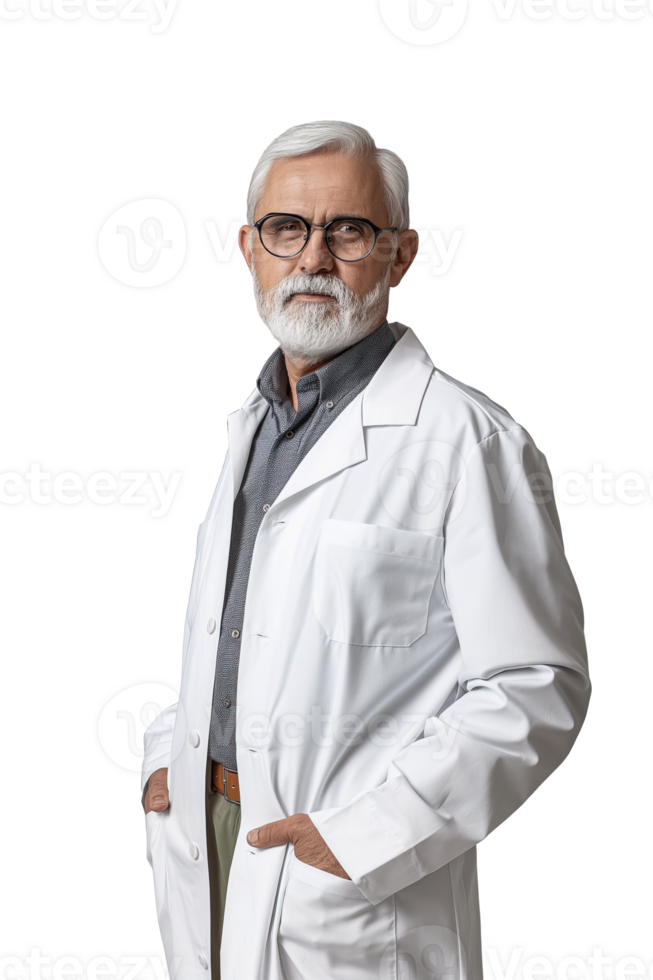 AI generated Portrait of old man doctor in glasses png