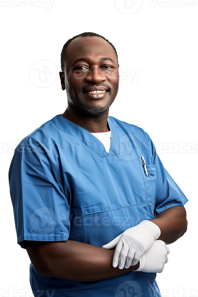 ai gegenereerd portret van zwart Mens dokter in medisch uniform png