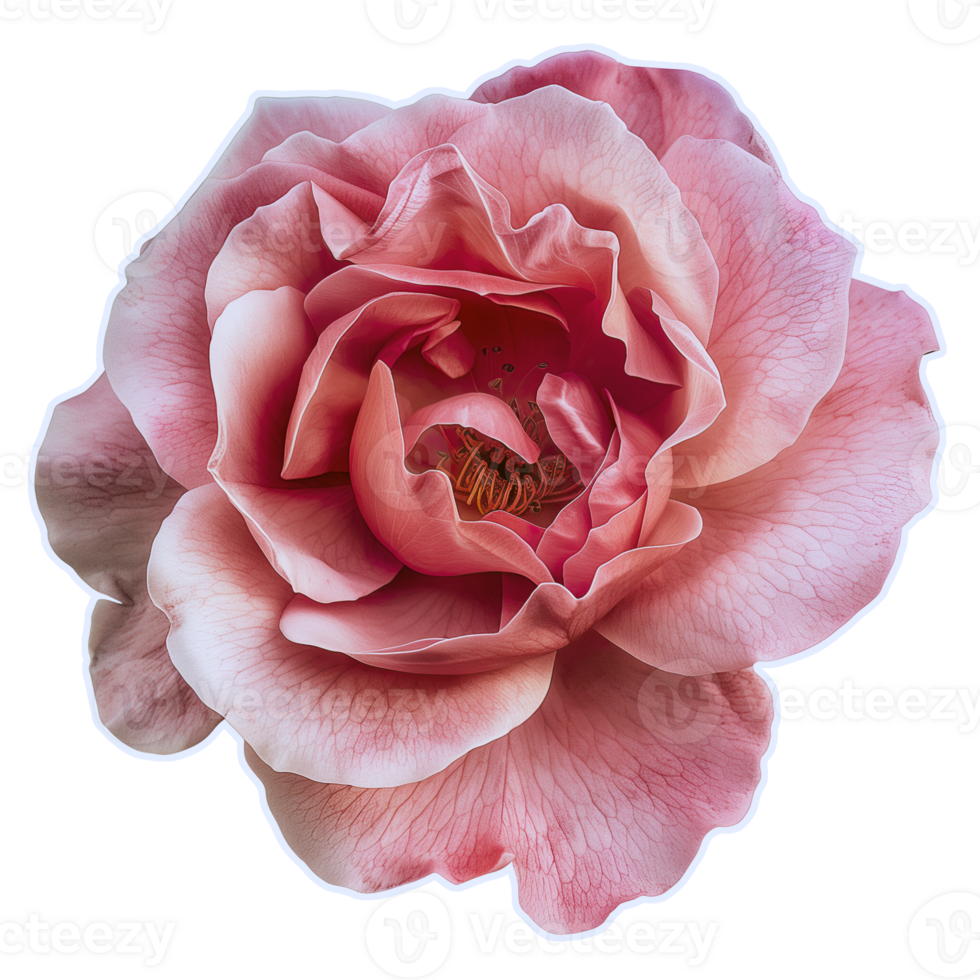 AI generated Pink rose flower close up cut out sticker png