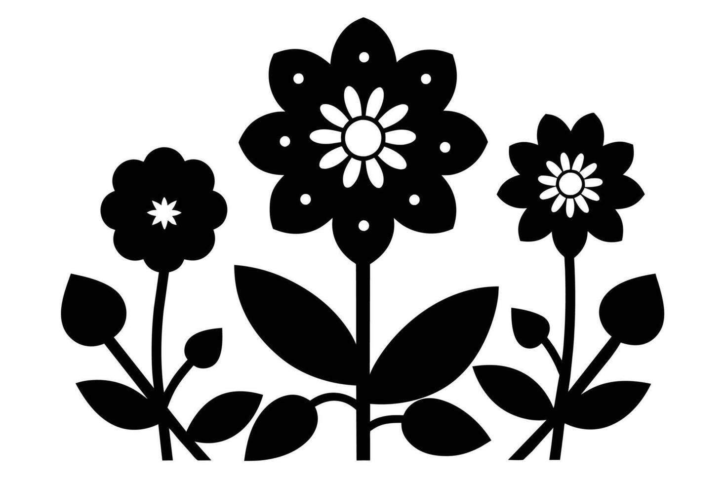 negro separar símbolos de flores vector