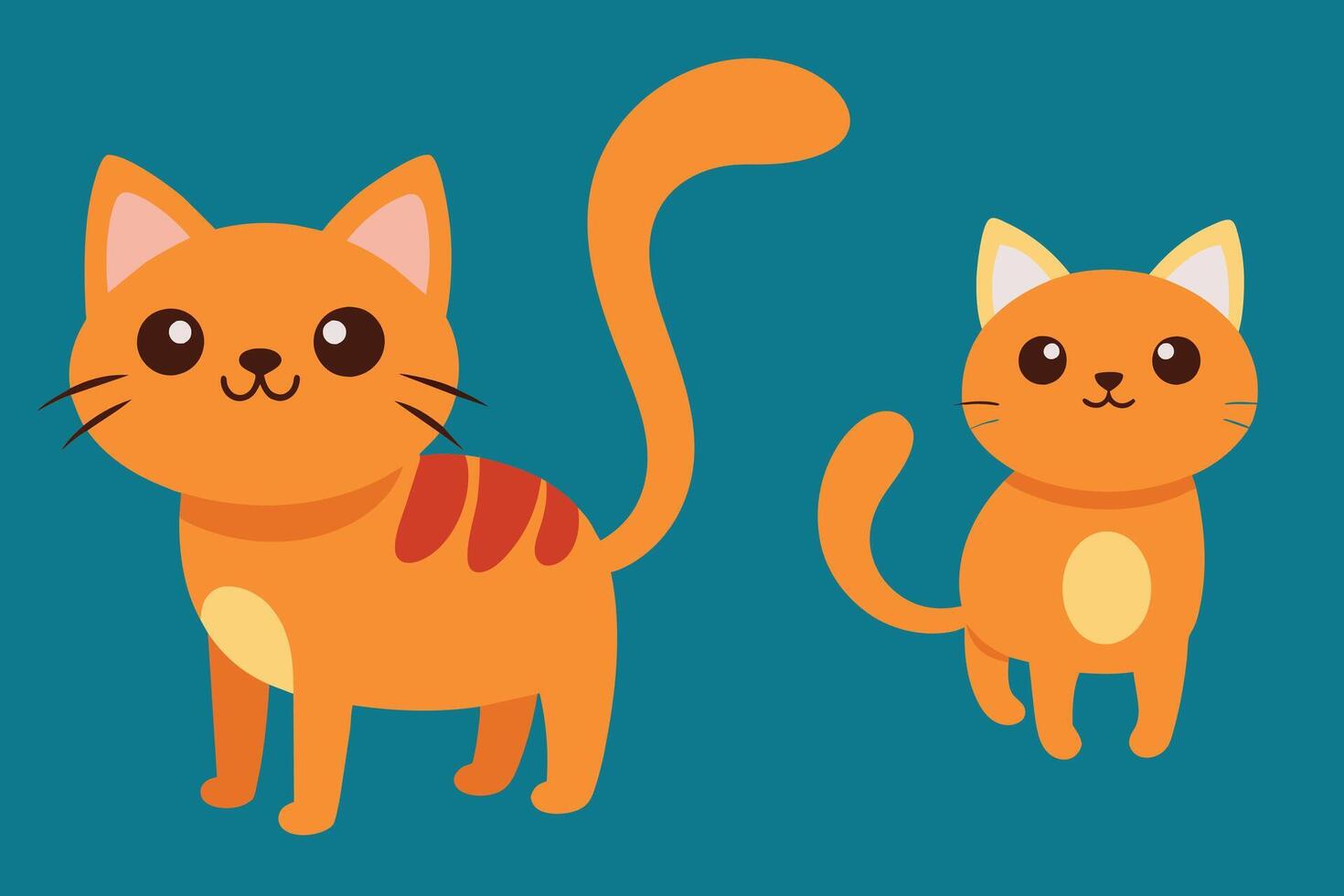 conjunto de lindo gato en diferentes poses ilustración de dibujos animados vector