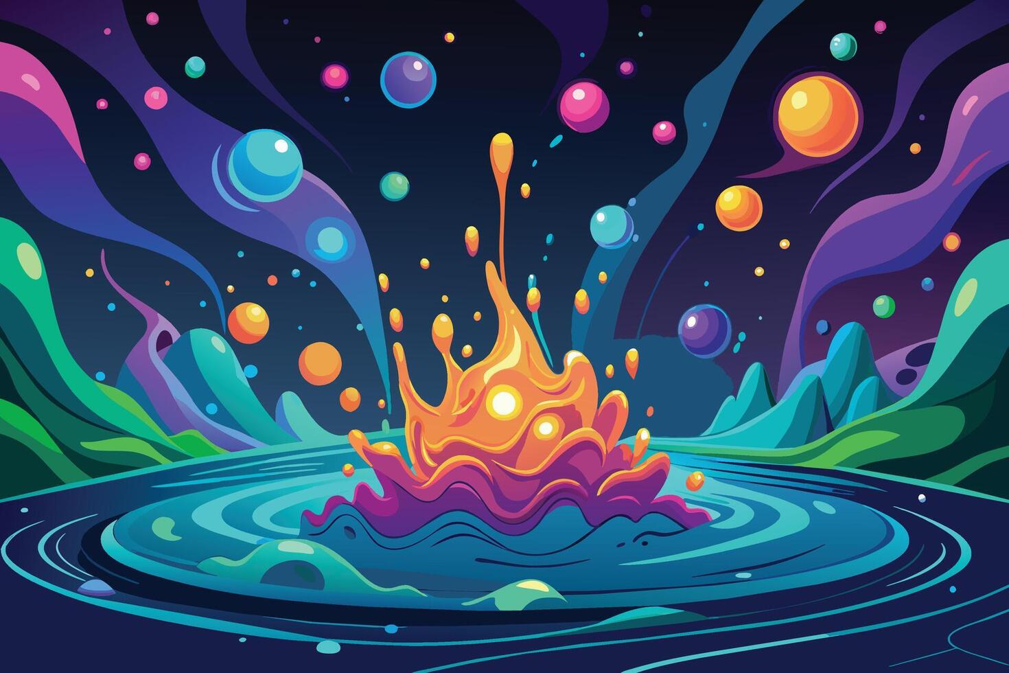 Glowing particles liquid dynamic background vector