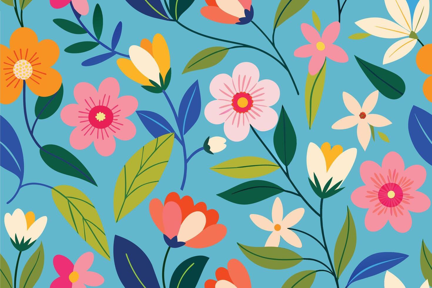 Seamless Spring Floral Pattern vector