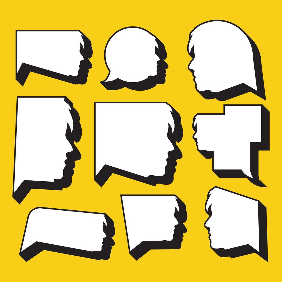 collection of speech bubble vector designs with black shadows