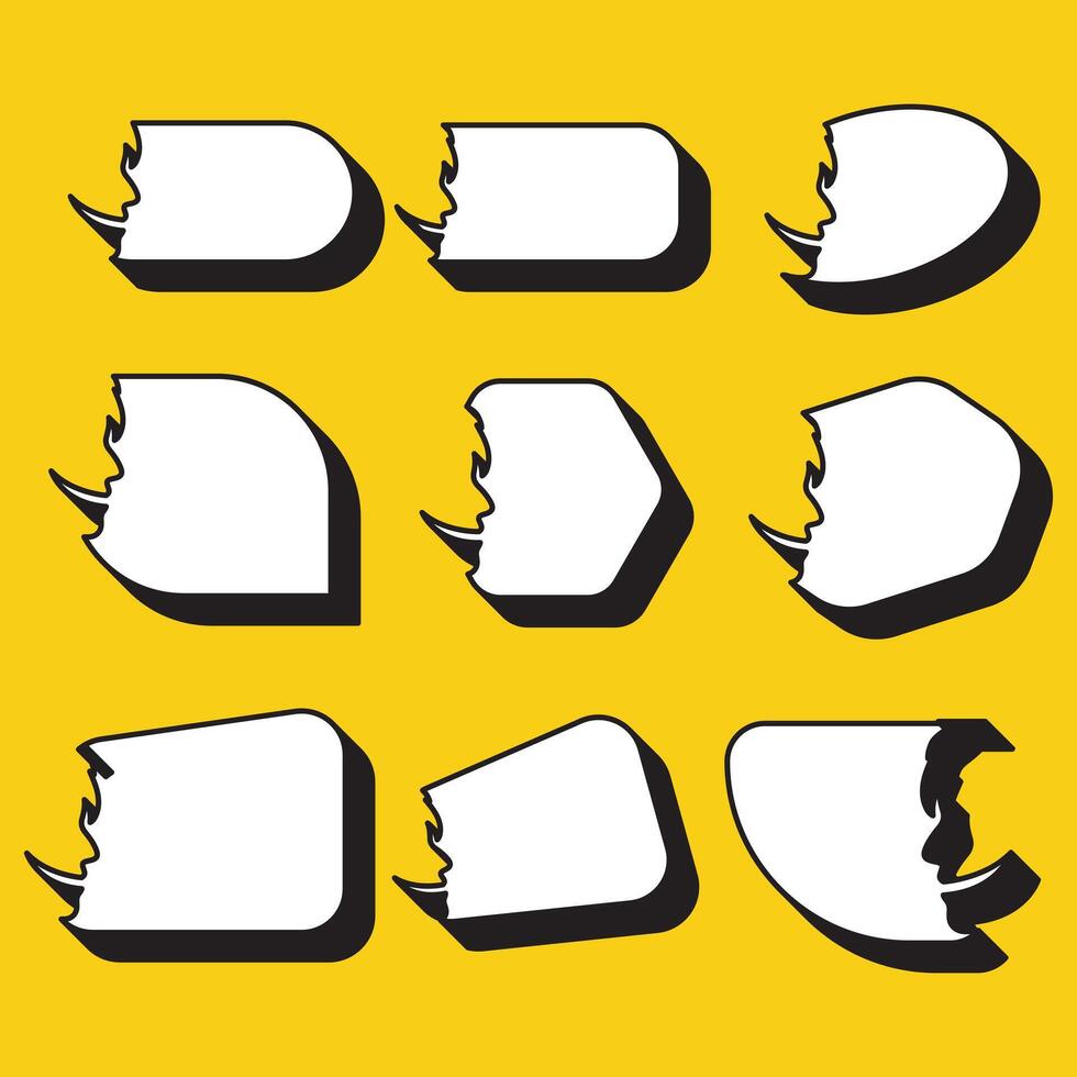 collection of speech bubble vector designs with black shadows
