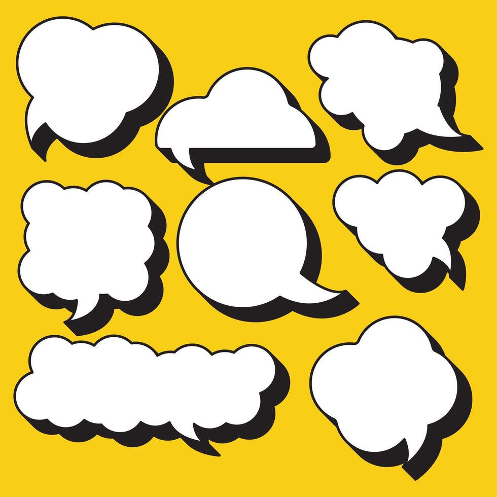 collection of speech bubble vector designs with black shadows
