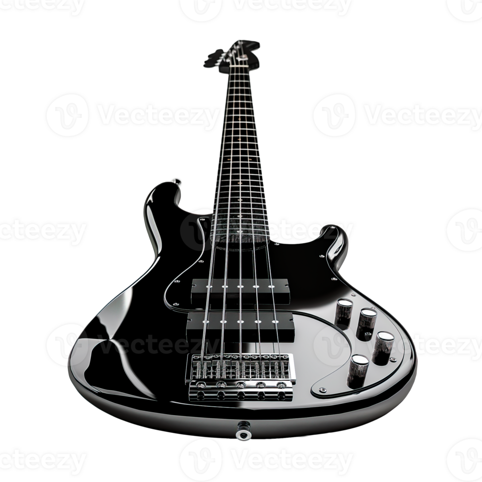 AI generated Black bass guitar musical instrument png