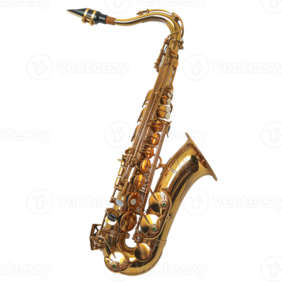 AI generated Golden saxophone brass musical instrument png