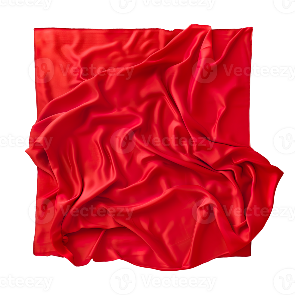 AI generated Red silk shiny cloth crumpled square material png