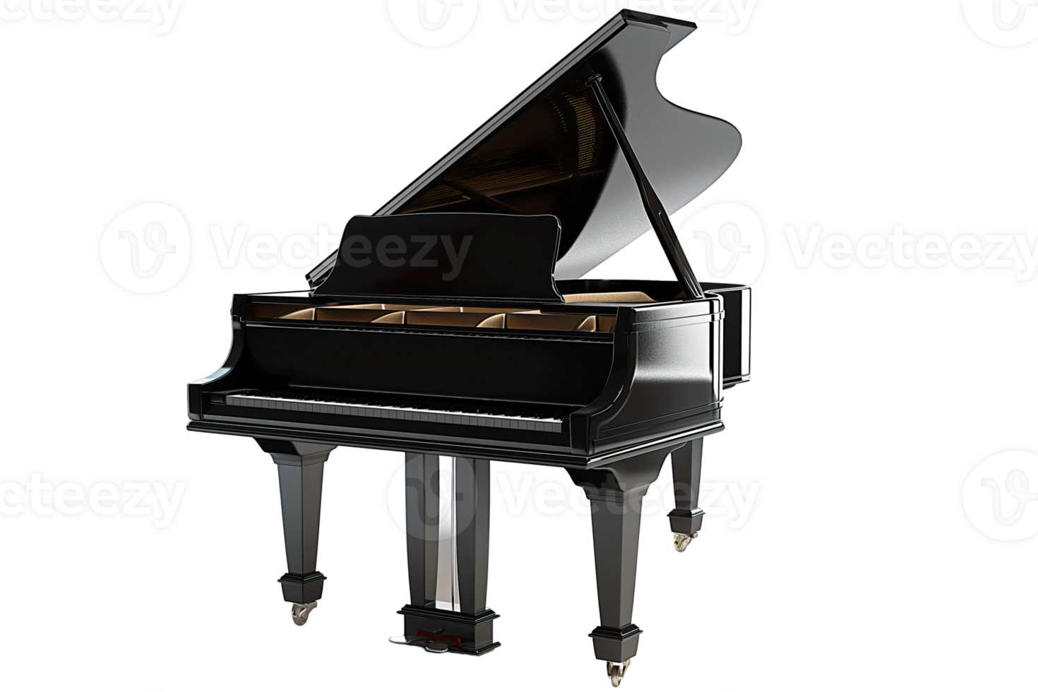 AI generated Black grand piano musical instrument png