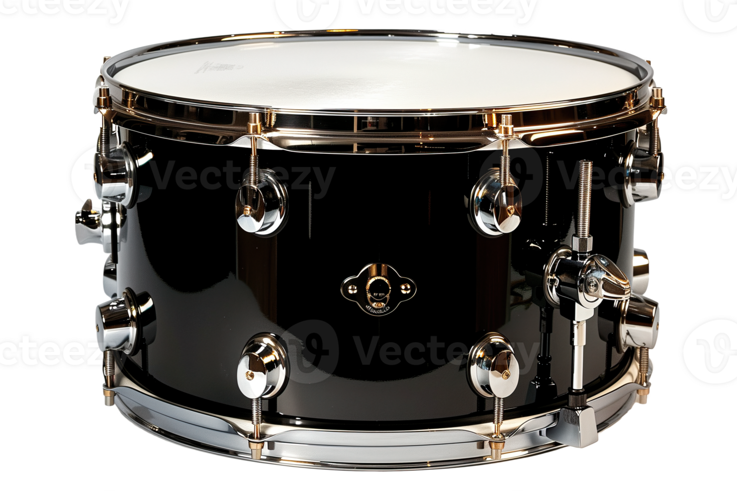 AI generated Drum snare with chrome elements and black body png