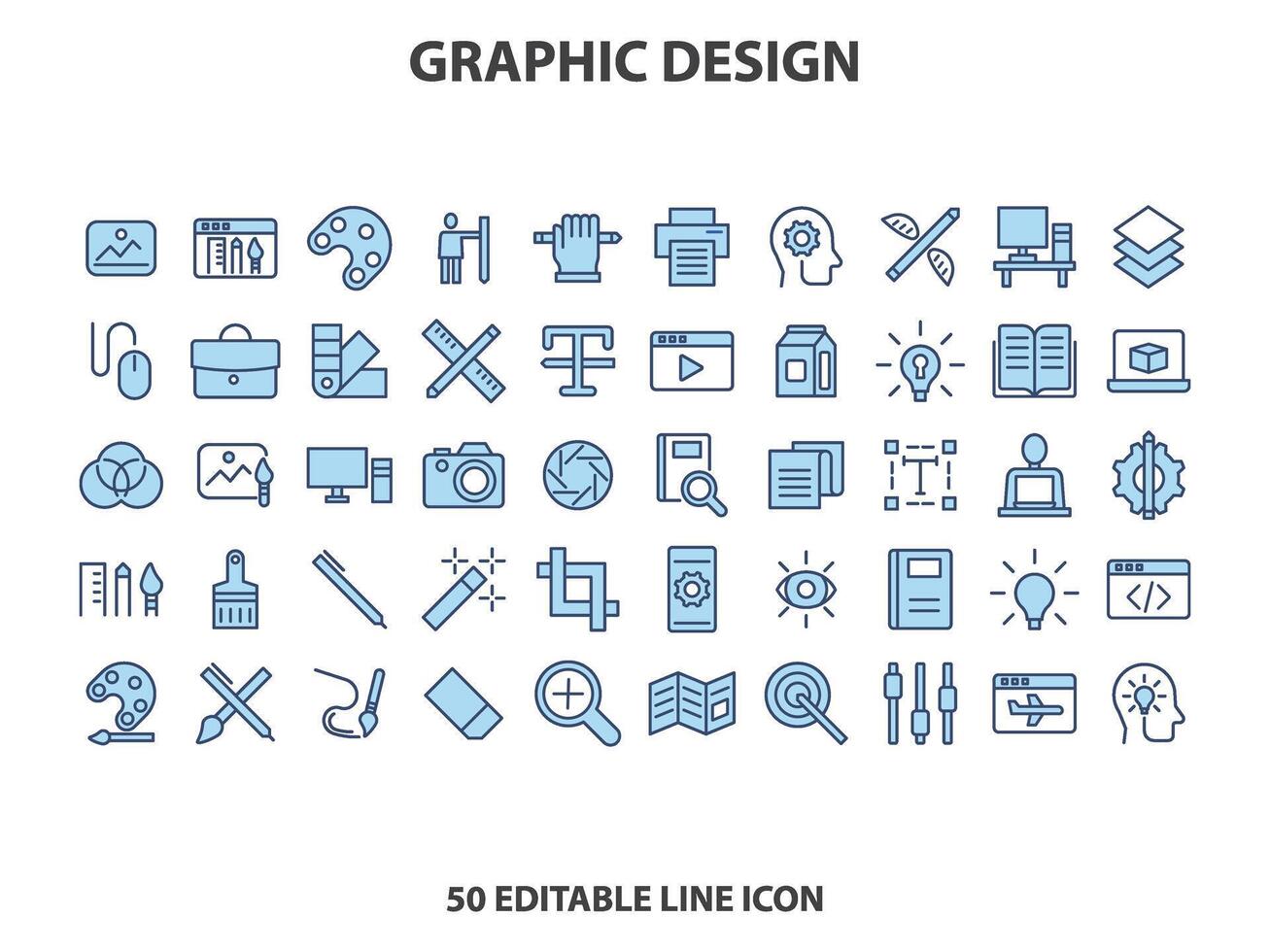 Graphic Design and Creativity Line Icons. Editable Stroke. Pixel Perfect. For Mobile and Web. Contains such icons as Creativity, Layout, Mobile App Design, Art Tools, Typography, vector