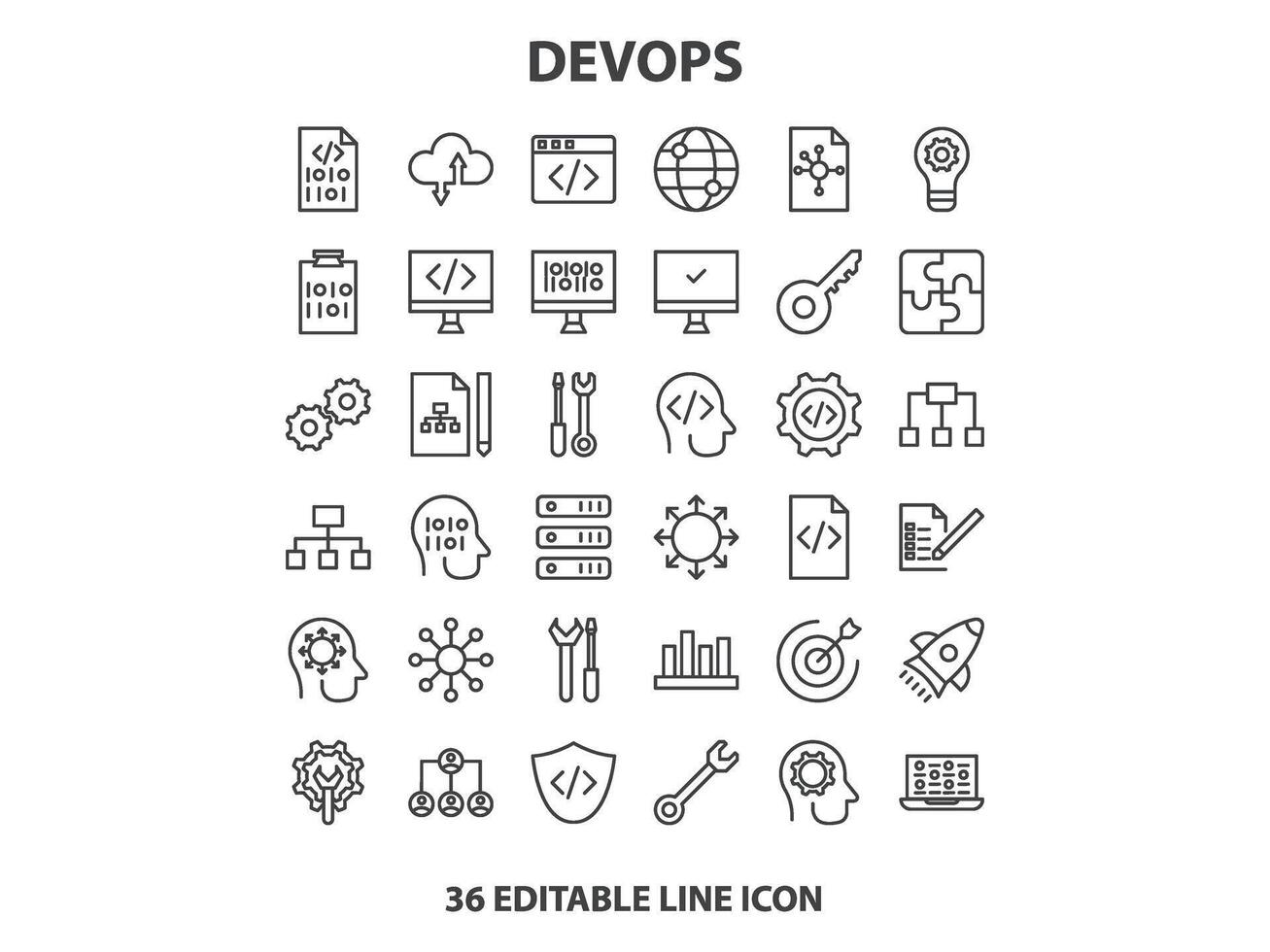 programación codificación conjunto de web íconos en línea estilo. software desarrollo íconos para web y móvil aplicación código, API, programador, desarrollador, información tecnología, descifrador y más. vector ilustración