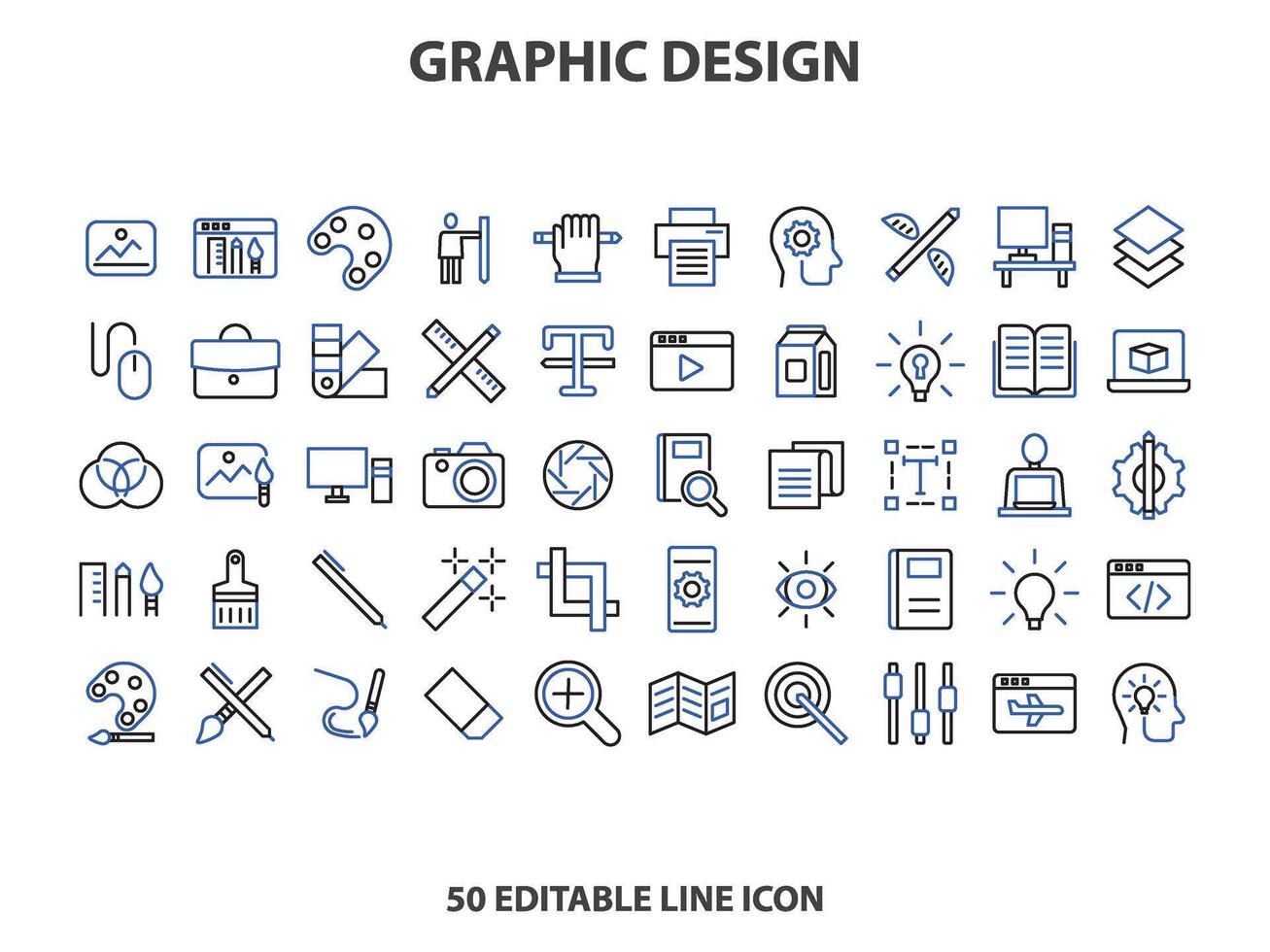 gráfico diseño y creatividad línea iconos editable ataque. píxel Perfecto. para móvil y web. contiene tal íconos como creatividad, disposición, móvil aplicación diseño, Arte herramientas, tipografía, vector