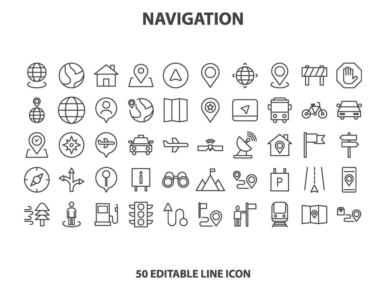 Location icon set. Containing map, map pin, gps, destination, directions, distance, place, navigation and address icons. Solid icons vector collection.