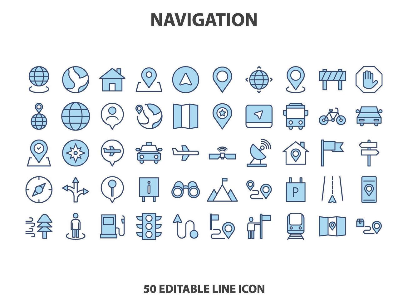 Location icon set. Containing map, map pin, gps, destination, directions, distance, place, navigation and address icons. Solid icons vector collection.