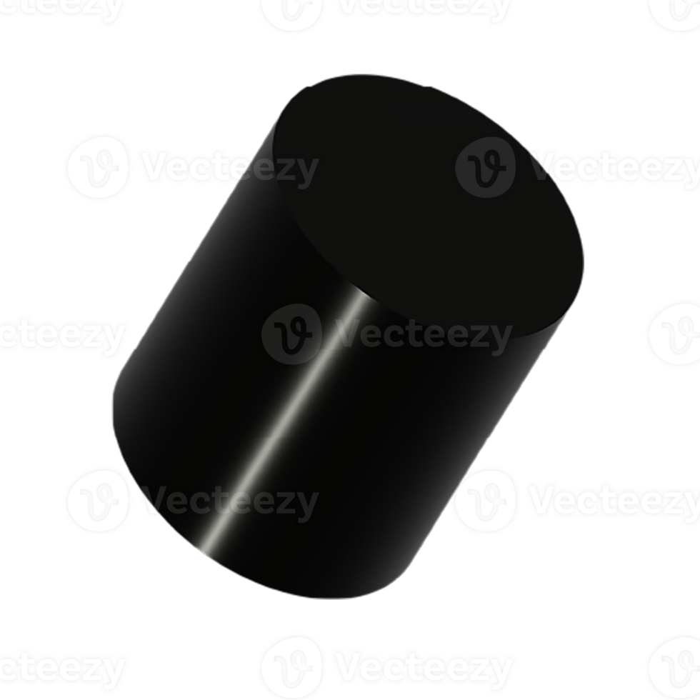 3D black cylinder geometrical abstract shape png