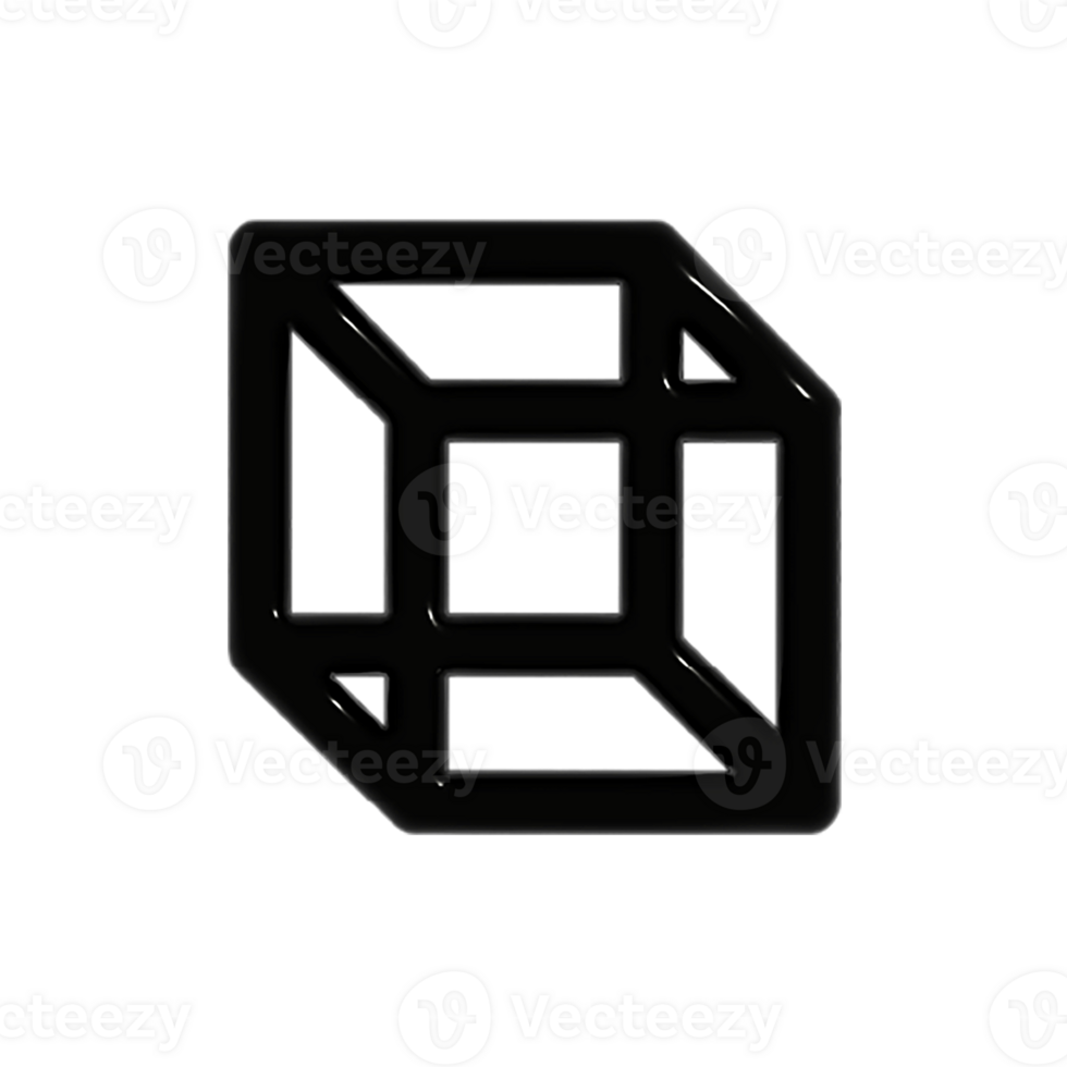 3d Preto quadrado geométrico forma png