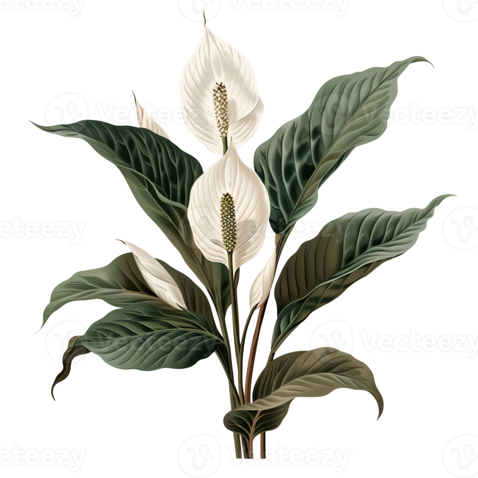 AI generated Isolated illustration of a peace lily plant pot png