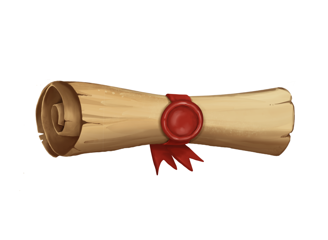 Old brown paper scroll closed png