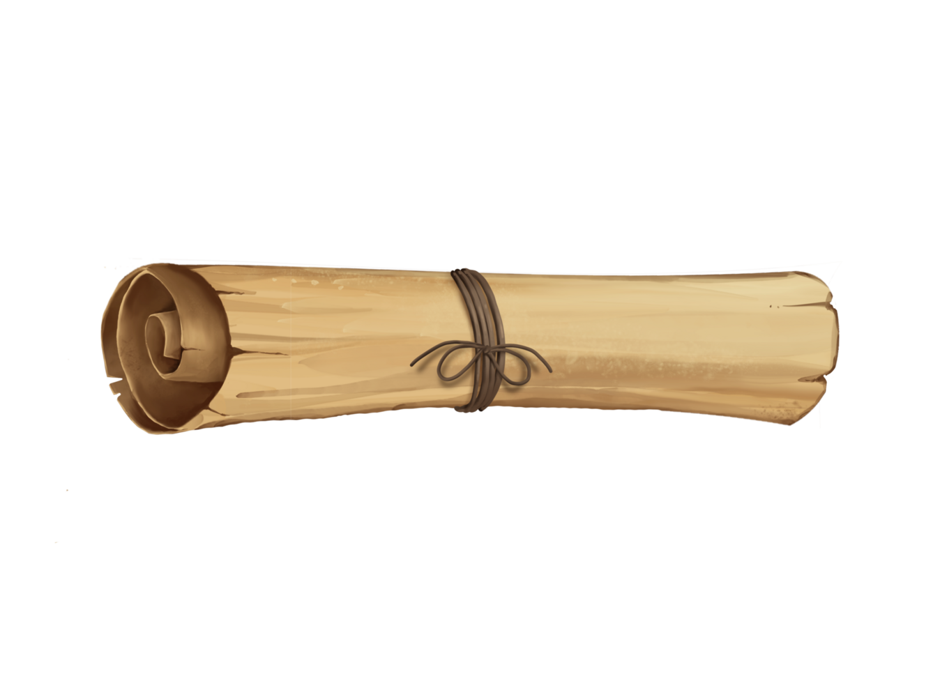 Old brown torn scroll paper png