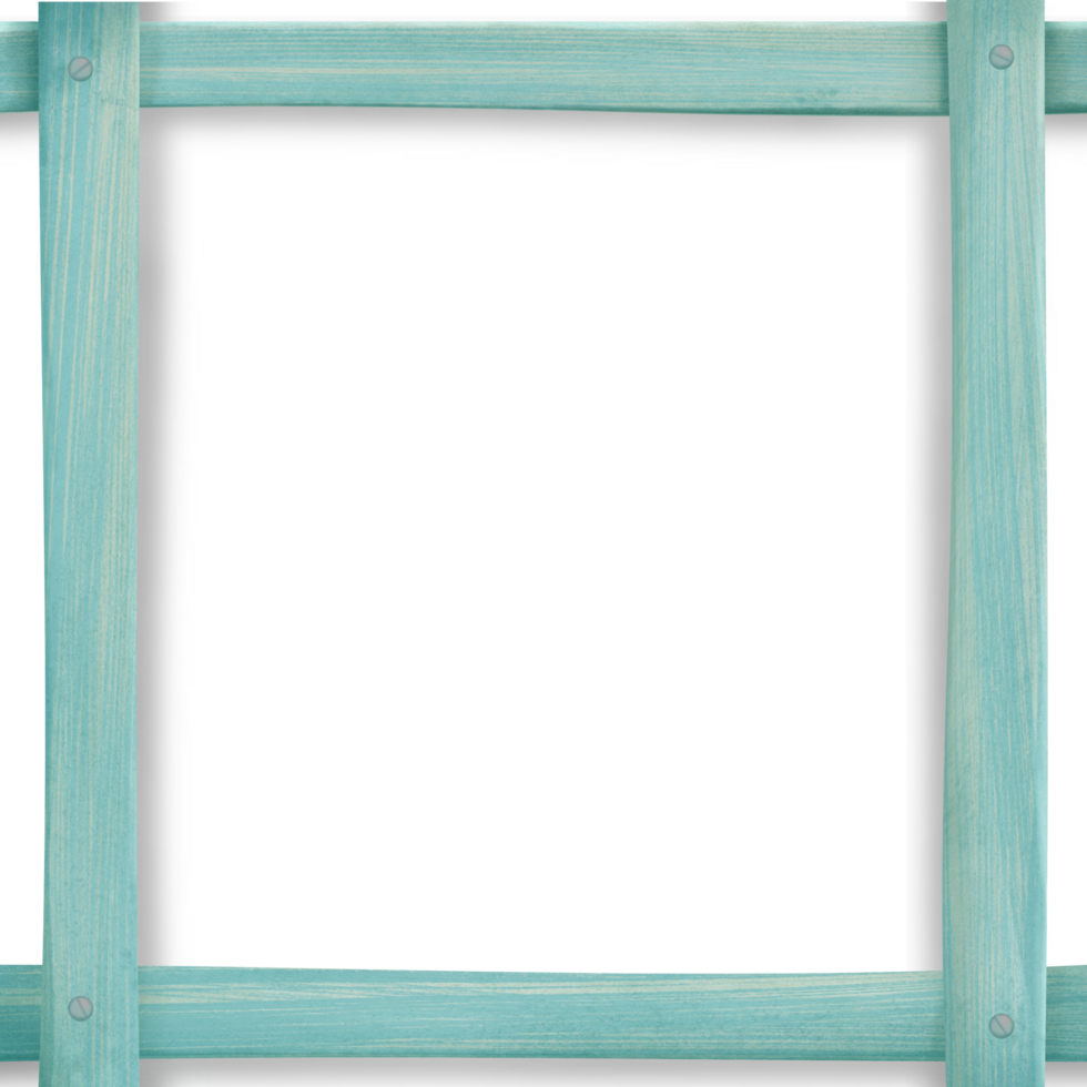 Wooden frame wit turqoise color png