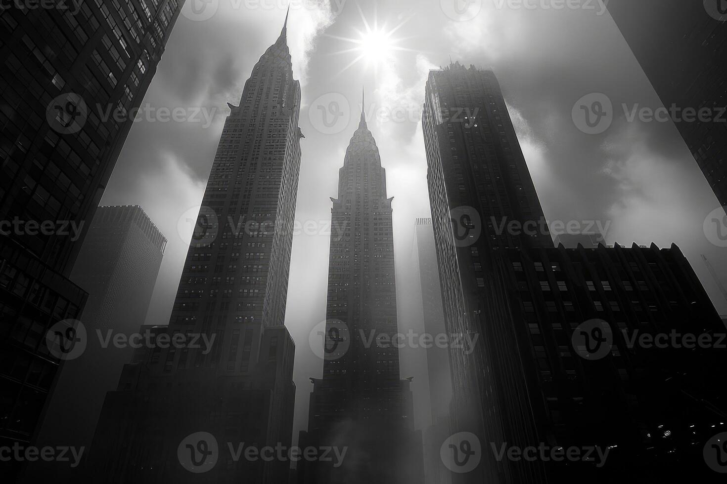 AI generated Low angle view of tall buildings professional photography photo